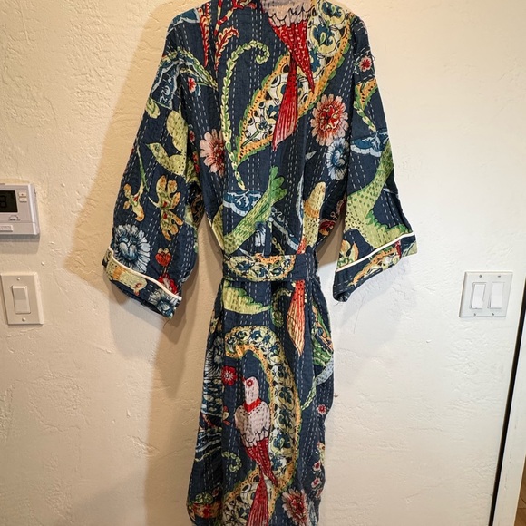 Colorful Bird Print Kimono Robe - Picture 5 of 5